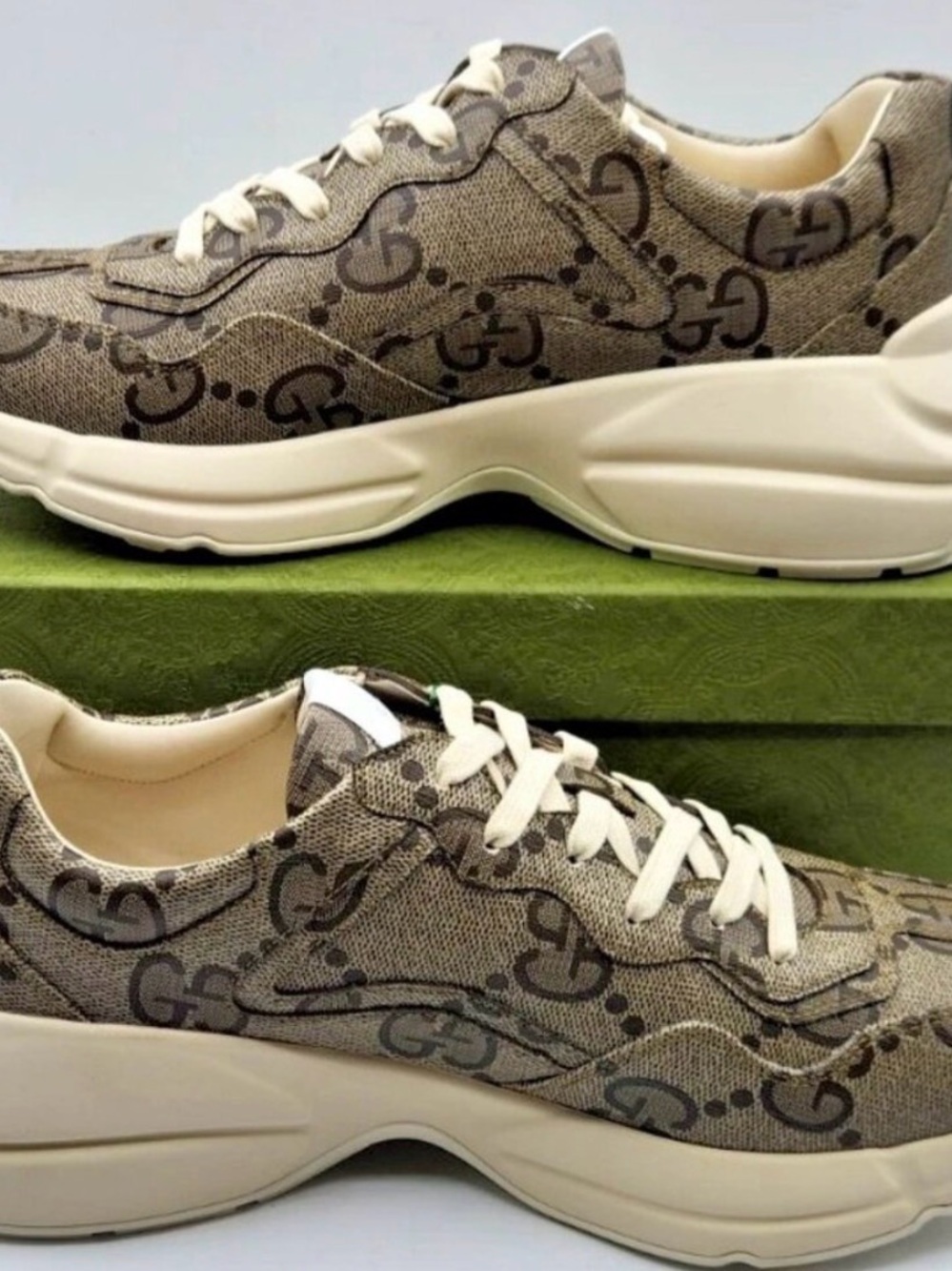 Authentic Gucci Beige GG Monogram Chunky Sneakers